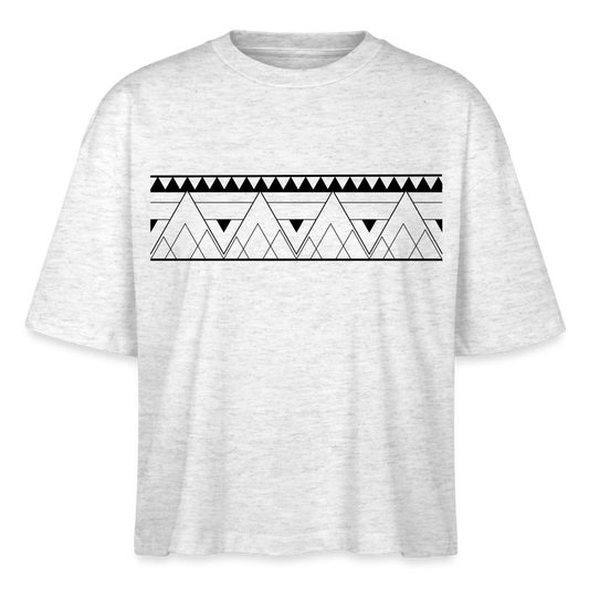 "Dwarven Peaks" – Zwergen Oversize T-Shirt für Frauen mit Bergsymbolik - heather white
