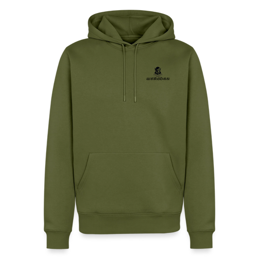 Ork Hoodie „Warborn“ – Fantasy Hoodie mit Rückenprint, Krieger Design, Gamer & Roleplay Kleidung, Geschenk für Fantasy Fans - khaki